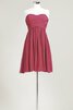 Plissiertes Chiffon gerüschtes mini Brautjungfernkleid mit Herz-Ausschnitt - 3