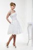 Vestido de Novia de Corte-A de Hasta la Rodilla de Natural de Cremallera de Plisado - 1