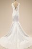 Robe de mariée avec perle décolleté dans le dos de sirène en satin de col en v - 3