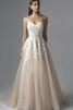 Robe de mariée naturel col en forme de cœur en dentelle appliques cordon - 1