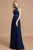 Robe demoiselle d'honneur manche nulle avec zip ruché jusqu'au sol en chiffon - 5