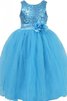 Robe de cortège enfant pailleté avec fleurs avec zip col u profond textile en tulle - 1