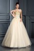 Robe de quinceanera longue de mode de bal avec perle manche nulle fermeutre eclair - 1