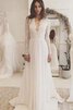 V-Ausschnitt Chiffon Ärmellos luxus langes Brautkleid mit Bordüre - 1