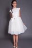 Abito da Sposa A-Line al ginocchio con Nastro Cappellino Semplice in pizzo - 1