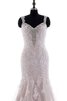 Abito da Sposa in pizzo Cappellino con Perline con Applique Coda A Strascico Cappella in Pizzo - 2