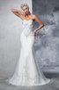 Robe de mariée longue naturel avec perle de sirène de col en cœur - 1