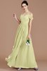 Prinzessin Chiffon Ärmelloses Schulterfreier Ausschnitt Bodenlanges Brautjungfernkleid - 14
