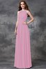 Natürliche Taile Ärmelloses A-Line Anständiges Brautjungfernkleid aus Chiffon - 22