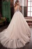 Robe de mariée naturel classique v col profonde en tulle de mode de bal - 4