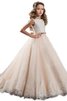 Abito da Cerimonia Bambini A Terra in Tulle Ball Gown decorato con Fiore - 1