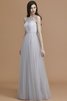 Vestido de Dama de Honor de Corte-A de Escote halter de Hasta el suelo de Cremallera - 3