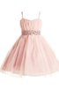 A-Line Empire Taille Herz-Ausschnitt Tüll knielanges Blumenmädchenkleid mit Kristall - 1