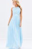 A-Line Chiffon plissiertes bodenlanges Brautjungfernkleid mit Reißverschluss mit Bordüre - 5