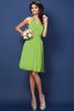 Natürliche Taile Chiffon Nackenband A-Line Kurzes Brautjungfernkleid - 13