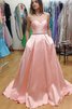 Vestido de Fiesta de Corte-A de Natural de Plisado de Cremallera con Bolsillos - 1