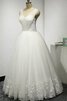 Abito da Sposa con Increspato con Piega in Tulle radiosa A-Line Allacciato - 3