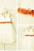 Robe de cortège enfant longueur mollet de princesse avec fleurs a-ligne en tulle - 1