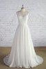 Robe de mariée simple col en bateau longueur au ras du sol en chiffon v col profonde - 1