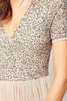 Plissiertes Paillette Reißverschluss V-Ausschnitt modisches legeres Brautjungfernkleid - 4