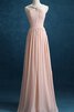 Spaghetti Träger A-Linie Chiffon plissiertes romantisches bodenlanges Brautjungfernkleid - 1