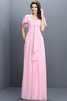 Halbe Ärmeln Herz-Ausschnitt Plissiertes Bodenlanges Brautjungfernkleid aus Chiffon - 22