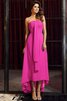 Robe demoiselle d'honneur bref de bustier asymétrique manche nulle avec chiffon - 11