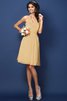 Natürliche Taile Chiffon Nackenband A-Line Kurzes Brautjungfernkleid - 12