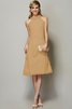 Enges Chiffon Normale Taille Bescheidenes Brautjungfernkleid mit Applike - 12