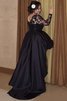 A Linie Langärmeliges Prinzessin Abendkleid für Mollige mit Applike - 2