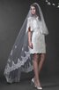 Abito da Sposa A Terra con Applique Corto Coda A Strascico Cappella in Pizzo Cappellino - 1