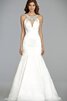 Abito da Sposa in Raso Senza Maniche Sirena con Applique con Perline V-Scollo - 3