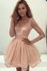Robe fête de la rentrée decoration en fleur en organza mignonne encolure ronde naturel - 1