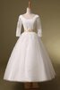 Abito da Sposa Allacciato con Festone in Pizzo con paillette con Maniche Lunghe A-Line - 1