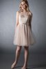 Robe de graduation courte textile en tulle de col en v manche nulle col ras du cou - 1