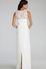 Robe demoiselle d'honneur manche nulle jusqu'au sol col ras du cou avec décoration dentelle - 3