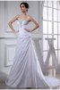 Robe de mariée simple de traîne moyenne avec perle avec lacets avec sans manches - 1