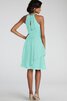 Chiffon Juwel Ausschnitt kurzes Brautjungfernkleid mit Perlen - 6