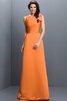 Robe demoiselle d'honneur longue en forme fermeutre eclair col en bateau en satin - 21