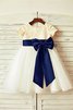 Kurze Ärmeln Reißverschluss Prinzessin A-Linie Tüll Blumenmädchenkleid - 1