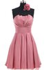 Normale Taille plissiertes Ärmelloses trägerloser Ausschnitt A-Line mini Brautjungfernkleid - 2
