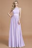 Robe demoiselle d'honneur manche nulle avec zip ruché jusqu'au sol en chiffon - 24
