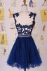 Robe douce seize bref delicat appliques a-ligne col u profond - 2