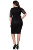Normale Taille gerüschtes V-Ausschnitt enganliegendes knielanges Cocktailkleid aus Spitze - 2