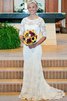 Attraktiv Outdoor Bodenlanges Sittsames Brautkleid mit Schaufel Ausschnitt - 1