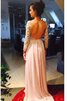 Abito da Damigella Spazzola Treno in Chiffon con Maniche Lunghe Schiena Nuda in pizzo Naturale - 2