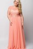 Robe de bal decoration en fleur en chiffon col en bateau avec manche courte - 1