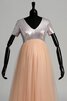 Robe de bal ruché avec perle a-ligne de lotus de traîne courte - 3
