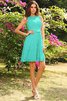 Robe demoiselle d'honneur courte naturel encolure ronde avec zip a-ligne - 15