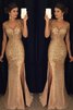 Robe de soirée longue en tissu pailleté avec sans manches en forme de col en v - 1